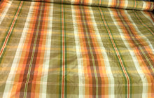 Silk taffeta plaid 54&quot; wide     Beautiful gold orange brown colors    Fabric sold by the yard