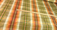 Silk taffeta plaid 54&quot; wide     Beautiful gold orange brown colors    Fabric sold by the yard