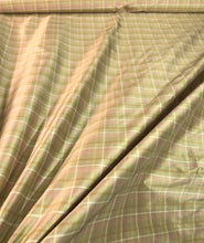 Silk shantung plaid 54&quot; wide   Beautiful tan pink shades     Fabric sold by the yard