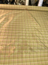 Silk shantung plaid 54&quot; wide   Beautiful tan pink shades     Fabric sold by the yard