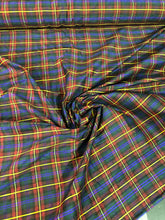 Silk dupion plaid 45&quot; wide     Beautiful holiday colors    Fabric sold by the yard