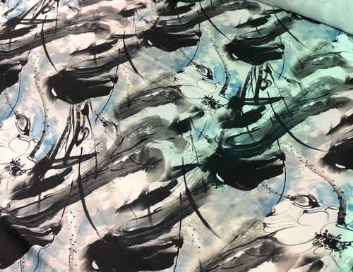 Poly Mikado/Zibelline  Fabric. Digitally printed 60" Wide Mikado Fabric is a unique blend makes this fabric soft & Gives Structure to  Dress