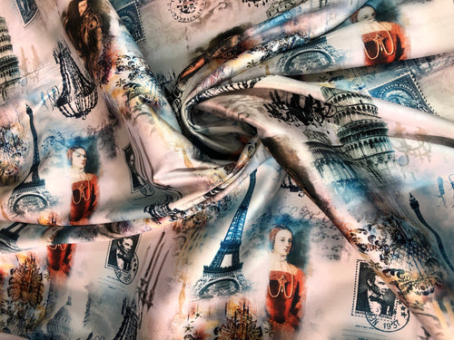 Poly Mikado/Zibelline digitally printed Fabric. 60" Wide Mikado Fabric is a unique blend makes this fabric soft & Gives Structure to  Dress.