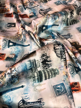 Poly Mikado/Zibelline digitally printed Fabric. 60&quot; Wide Mikado Fabric is a unique blend makes this fabric soft & Gives Structure to  Dress.