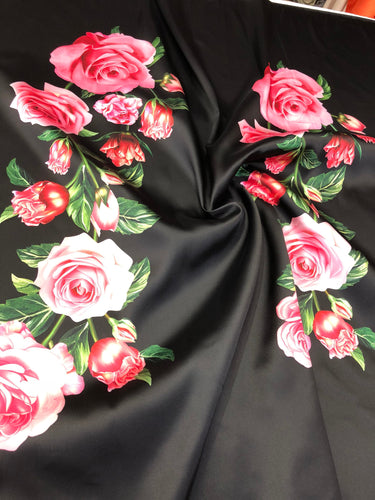 Poly Mikado/Zibelline digitally printed Fabric. 60" Wide Mikado Fabric is a unique blend makes this fabric soft & Gives Structure to  Dress.