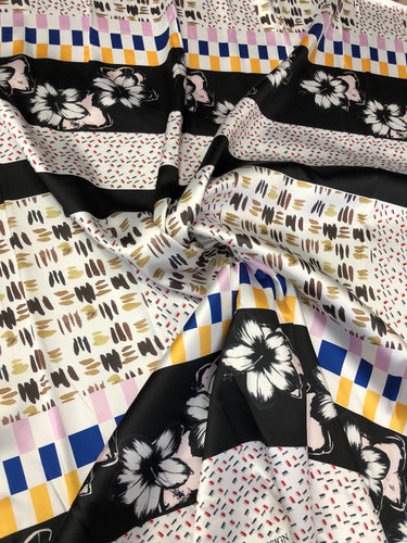 Poly Mikado/Zibelline digitally printed Fabric. 60" Wide Mikado Fabric is a unique blend makes this fabric soft & Gives Structure to  Dress.