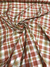 Silk taffeta plad 54&quot; wide    Beautiful copper brown white shades      Fabric sold by the yard
