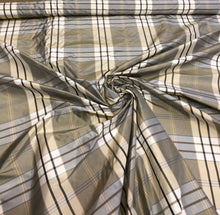 Silk taffeta 54&quot; wide    Beautiful greys combination       Fabric sold by the yard