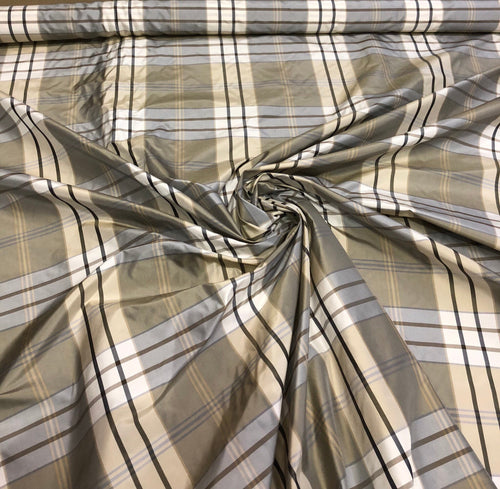 Silk taffeta 54" wide    Beautiful greys combination       Fabric sold by the yard