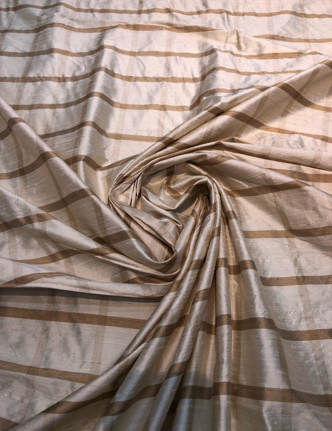 Silk  shantung plad 54" wide    Beautiful tan color     Fabric sold by the yard