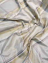 Silk taffeta satin stripes plads 54&quot; wide   Beautiful tan colors      Fabric sold by the yard