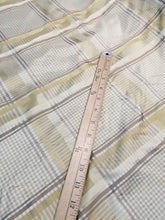 Silk taffeta satin stripes plads 54&quot; wide   Beautiful tan colors      Fabric sold by the yard