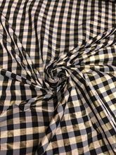 Taffeta matalic gingham check 54&quot; wide     Beautiful Black gold color    Fabric sold by the yard