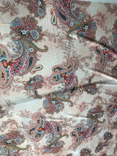 Satin charmeuse digital print 54&quot; wide      Beautiful paisley design      Soft silky fabric sold by the yard
