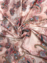 Satin charmeuse digital print 54&quot; wide      Beautiful paisley design      Soft silky fabric sold by the yard