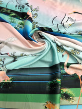 Satin charmeuse digital print 54&quot; wide     Beautiful soft silky fabric sold by the yard