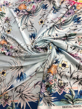 Satin charmeuse digital print 54&quot; wide      Beautiful floral design    Soft silky fabric sold by the yard