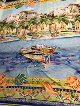 Satin charmeuse digital print 54&quot; wide       Beautiful lanscape design      Soft silky fabric sold by the yard