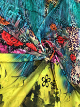 Satin charmeuse digital print 54&quot; wide   Beautiful floral animal print     Soft silky fabric sold by the yard