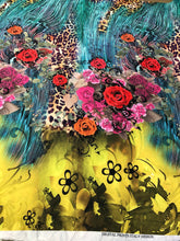 Satin charmeuse digital print 54&quot; wide   Beautiful floral animal print     Soft silky fabric sold by the yard