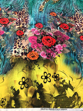 Satin charmeuse digital print 54&quot; wide   Beautiful floral animal print     Soft silky fabric sold by the yard