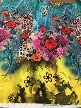 Satin charmeuse digital print 54&quot; wide   Beautiful floral animal print     Soft silky fabric sold by the yard
