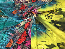 Satin charmeuse digital print 54&quot; wide   Beautiful floral animal print     Soft silky fabric sold by the yard