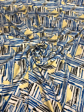 Satin charmeuse digital print 54&quot; wide    Beautiful ble yellow shades     Soft silky fabric sold by the yard