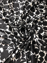 Satin charmeuse print 54&quot; wide    Beautiful black and white floral design     Fabric sold by the yard