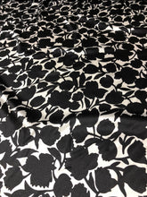 Satin charmeuse print 54&quot; wide    Beautiful black and white floral design     Fabric sold by the yard