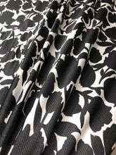 Satin charmeuse print 54&quot; wide    Beautiful black and white floral design     Fabric sold by the yard