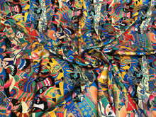 Satin charmeuse print 54&quot; wide    Beautiful bright colors    Soft silky fabric sold by the yard