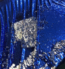 Reversible Sequence fabric 54&quot; wide    Beautiful royal blue with silver on the back side  fabric sold by the yard