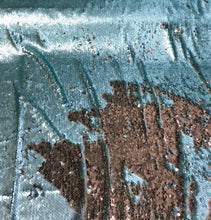 Riversible sequins fabric 54&quot; wide    Beautiful aqua gold sequins   Fabric sold by the yard