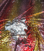 Multi color reversible sequins 54&quot; wide   Beautiful red gold silver color     Fabric sold by the yard