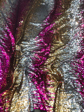 Mutli color sequins 54&quot; wide    Beautiful fusia gold silver colors combo fabric sold by the yard