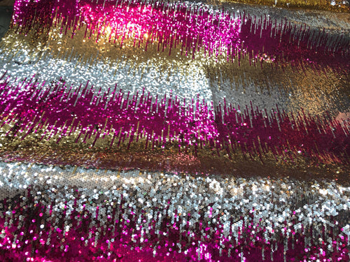Mutli color sequins 54" wide    Beautiful fusia gold silver colors combo fabric sold by the yard