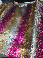 Mutli color sequins 54&quot; wide    Beautiful fusia gold silver colors combo fabric sold by the yard