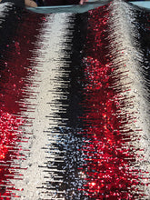 Multi color sequins 54&quot; wide    Beautiful black red cream color combo fabric sold by the yard
