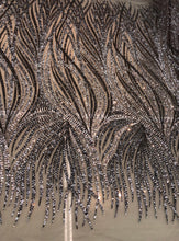 Beautiful sequins design 50&quot; wide    Charcoal grey sequins on grey mesh   Fabric sold by the yard