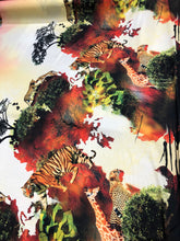 Digital printed satin charmeuse 54&quot; wide   Beautiful animal print     Fabric sold by the yard