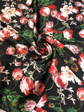 100% silk satin charmeuse digital print 54&quot; wide    Beautiful floral print  silky soft fabric sold by the fabric