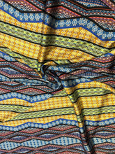 100% silk satin charmeuse digital print 54&quot; wide     Beautiful blue yellow combination  soft silky fabric sold by the yard