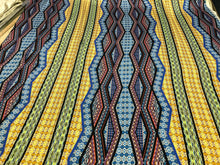 100% silk satin charmeuse digital print 54&quot; wide     Beautiful blue yellow combination  soft silky fabric sold by the yard