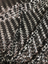 Chevron pattern sequins on stretch mesh fabric 52&quot; wide   Beautiful grey sequins fabric sold by the yard