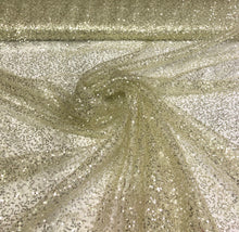 Gold sequins on swirl mesh fabric 52&quot; wide   See through sequins mesh fabric sold by the yard