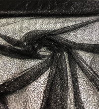 Black sequins on swirl sheer mesh fabric 52” wide    Sequins mesh fabric sold by the yard