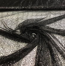 Black sequins on swirl sheer mesh fabric 52” wide    Sequins mesh fabric sold by the yard