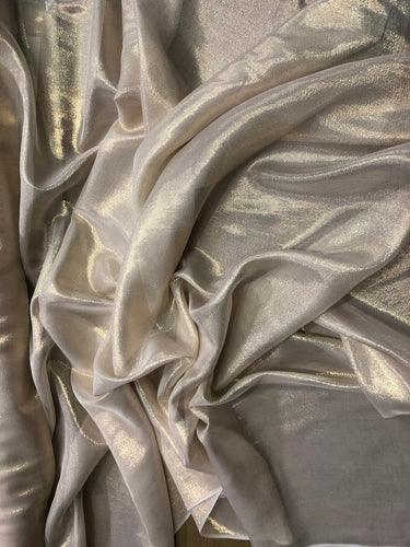 Silk chiffon 54" wide     Matalic gold pinstripe silk chiffon fabric sold by the yard