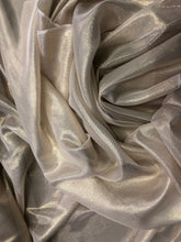 Silk chiffon 54&quot; wide     Matalic gold pinstripe silk chiffon fabric sold by the yard